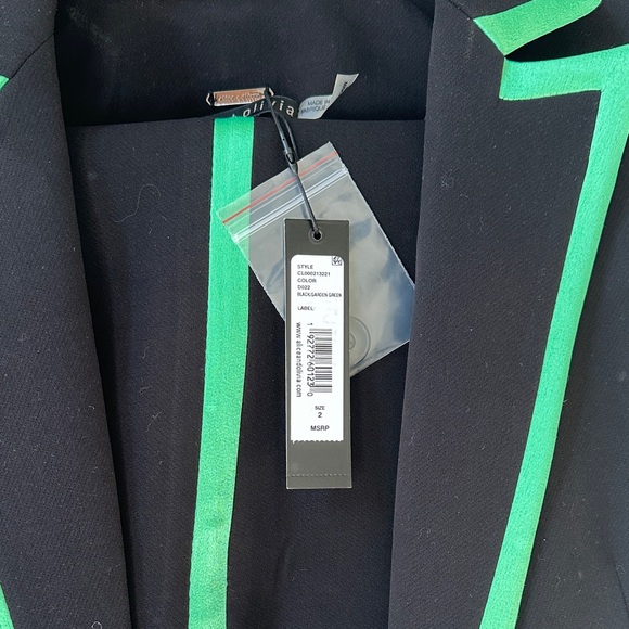 Alice + Olivia Black Blazer with Green Trim - Picture 2 of 5